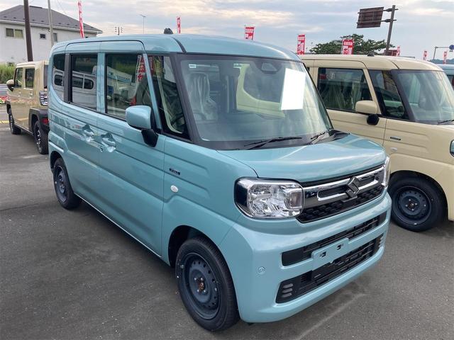 スペーシア ハイブリッドＸ　４ＷＤ　届出済未使用車　両側電動スライドドア　クリアランスソナー　レーンアシスト　衝突被害軽減システム　ＬＥＤヘッドランプ　スマートキー　アイドリングストップ　電動格納ミラー　シートヒーター（2枚目）