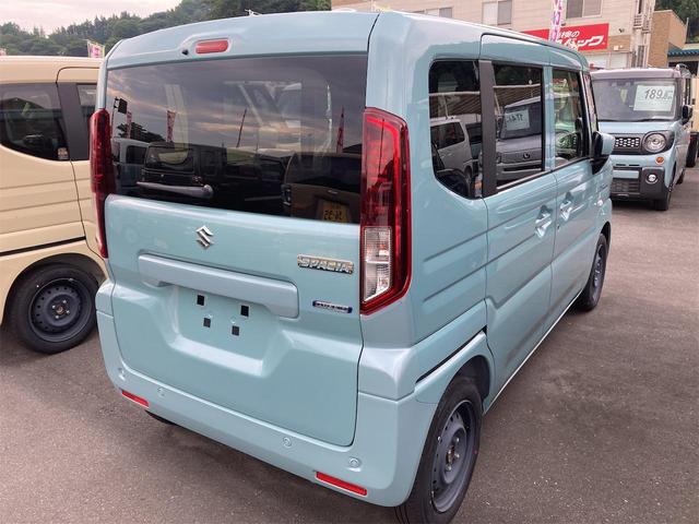 スペーシア ハイブリッドＸ　４ＷＤ　届出済未使用車　両側電動スライドドア　クリアランスソナー　レーンアシスト　衝突被害軽減システム　ＬＥＤヘッドランプ　スマートキー　アイドリングストップ　電動格納ミラー　シートヒーター（3枚目）