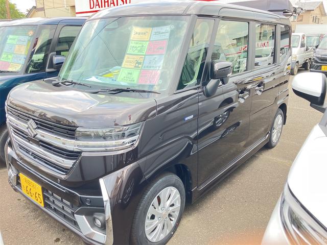 スペーシアカスタム ハイブリッドGS 4WD 届け出済み未使用車 9型スズキコネクトナビ クリアランスソナー レーンアシスト オートライト アイドリングストップ 全方位カメラ シートヒーター CVT ESC USB アルミホイール(14枚目)