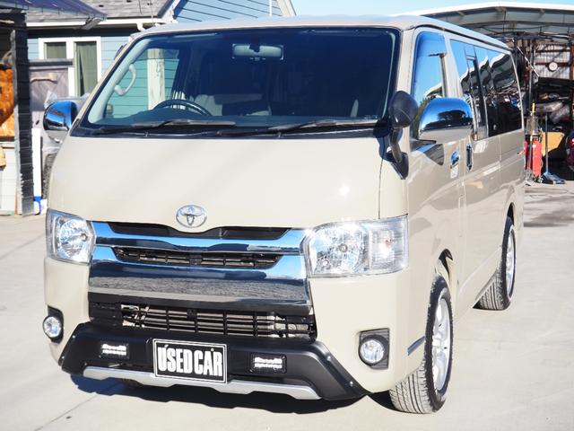 ハイエースバン ロングDX 4WD 車検整備付き 軽油 後期仕様 社外ナビ テレビ Bluetooth音楽 バンパーガード 社外テール メッキパーツ キーレス ETC オールペン(ジープPUA色) LEDライト 電動格納ミラー(3枚目)