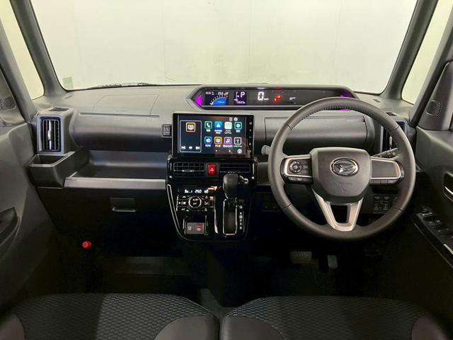 タント カスタムＲＳ　両側電動スライド　ターボ車　純正９インチディスプレイオーディオ　バックカメラ　地デジ　ＣａｒＰｌａｙ　シートヒーター　ＬＥＤヘッドライト　クリアランスソナー　衝突被害軽減ブレーキ　レーンキープ　後期型（2枚目）