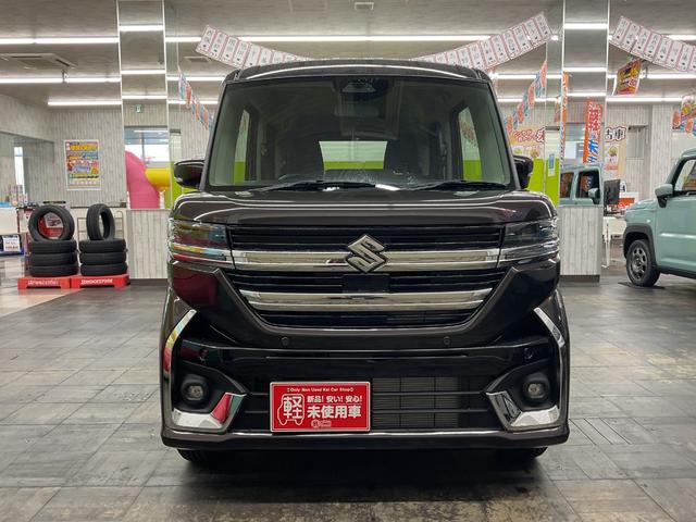 スペーシアカスタム ハイブリッドＧＳ　４ＷＤ　届出済未使用車　スマートキー　アイドリングストップ　衝突被害軽減システム　衝突安全ボディ　盗難防止システム　クリアランスソナー　シートヒーター　助手席側パワースライド（4枚目）