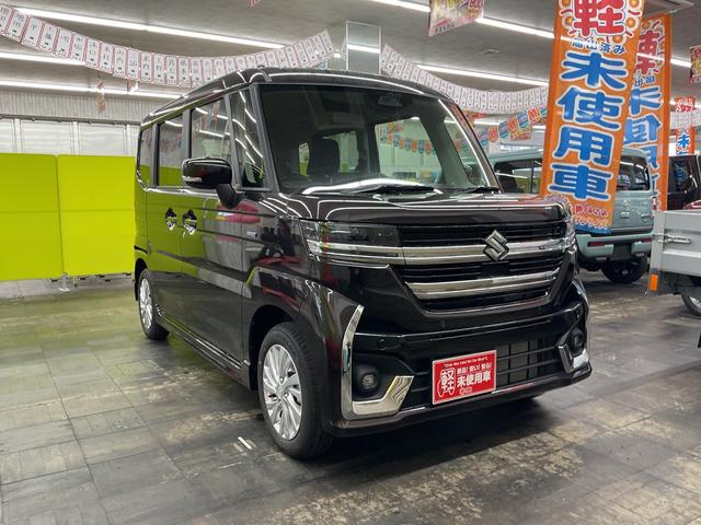 スペーシアカスタム ハイブリッドＧＳ　４ＷＤ　届出済未使用車　スマートキー　アイドリングストップ　衝突被害軽減システム　衝突安全ボディ　盗難防止システム　クリアランスソナー　シートヒーター　助手席側パワースライド（6枚目）