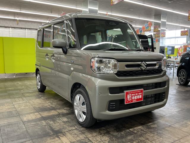 スペーシア ハイブリッドＧ　４ＷＤ　届出済未使用車　スマートキー　アイドリングストップ　衝突被害軽減システム　衝突安全ボディ　盗難防止システム　クリアランスソナー　シートヒーター（4枚目）