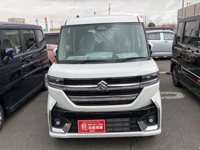 スペーシアカスタム ハイブリッドＧＳ　４ＷＤ　届け出済み未使用車　両側スライド・片側電動　クリアランスソナー　レーンアシスト　衝突被害軽減システム　オートライト　スマートキー　アイドリングストップ　電動格納ミラー　シートヒーター（12枚目）