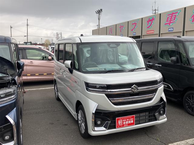 スペーシアカスタム ハイブリッドＧＳ　４ＷＤ　届け出済み未使用車　両側スライド・片側電動　クリアランスソナー　レーンアシスト　衝突被害軽減システム　オートライト　スマートキー　アイドリングストップ　電動格納ミラー　シートヒーター（13枚目）