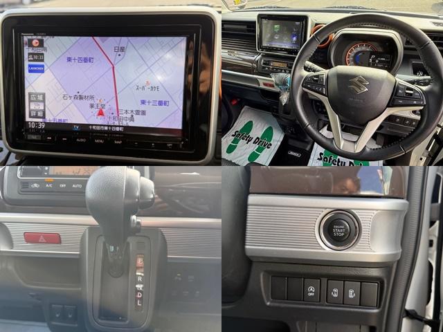 スペーシアギア ＨＹＢＲＩＤ　ＸＺ　２型　４ＷＤ　衝突被害軽減Ｓ　全方位ナビ　４ＷＤ　衝突被害軽減システム　アイドリングストップ　横滑り防止機能　衝突安全ボディ　バックカメラ　オートライト　スライドドア　プッシュスタート　プッシュスタート　シートヒーター　オートエアコン（3枚目）