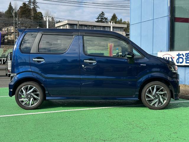 ワゴンＲカスタムＺ ハイブリッドＺＴ　４ＷＤターボ　社外ナビゲーション　Ｂｌｕｅｔｏｏｔｈ　ＤＶＤ再生可能　パドルシフト　ＬＥＤヘッドライト　アダプティブクルーズコントロール　前席シートヒーター　ミラーヒーター　純正１５インチアルミ（24枚目）