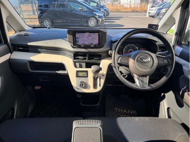 ムーヴ X LEDヘッドライト プッシュスタート アイドリングストップ オートエアコン 社外ナビ&TV Bluetooth付 ETC 社外14インチアルミ オートライト シートリフター(3枚目)