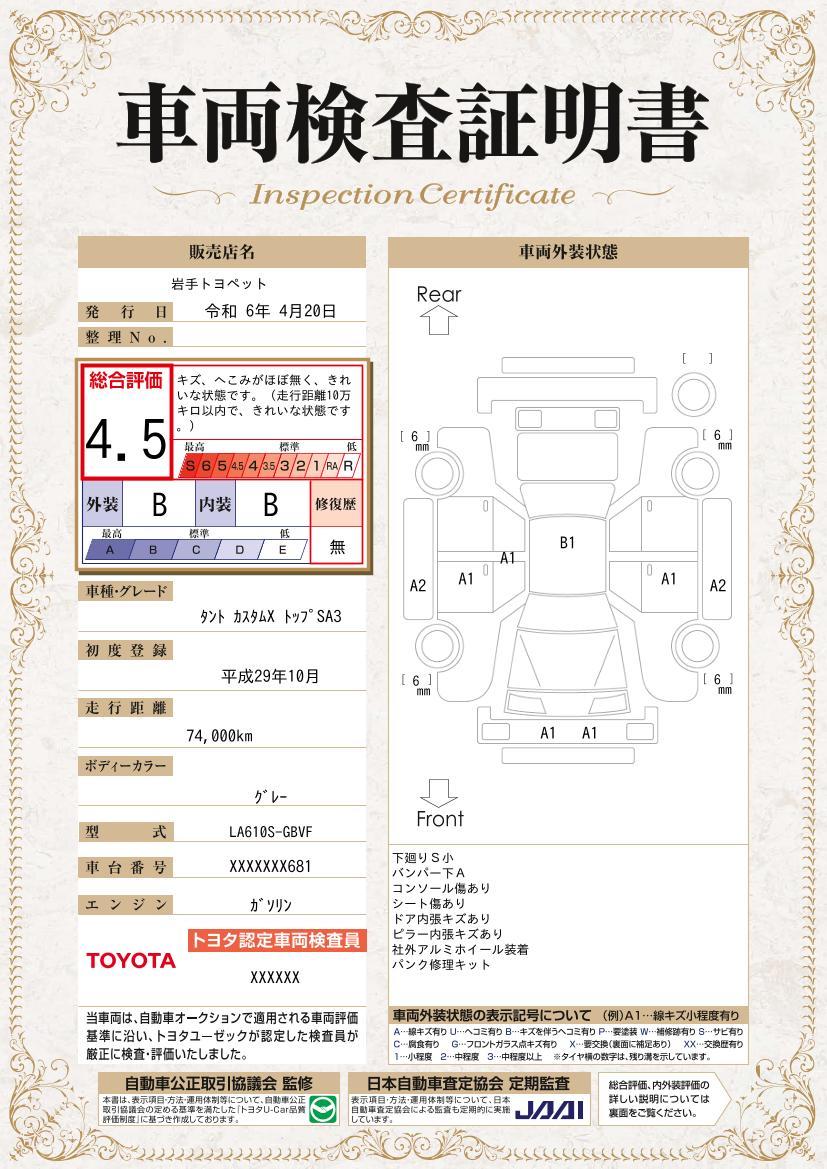 車両状態評価書