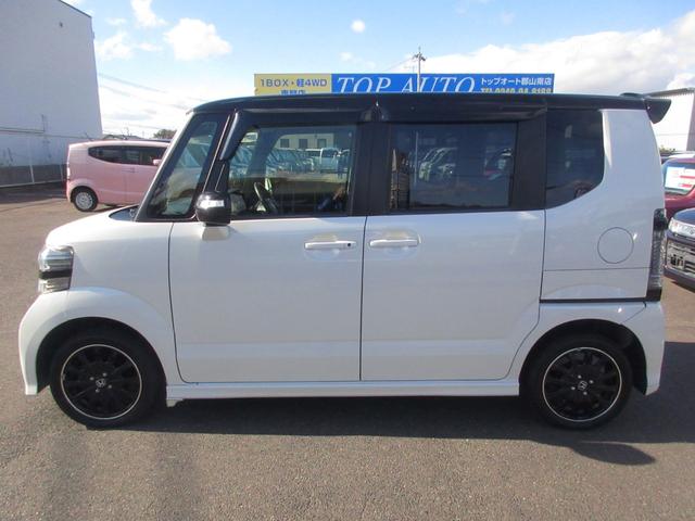 N-BOXカスタム G・ターボLパッケージ 4WD ツートンカラースタイル ナビ TV CD DVD Bluetooth バックカメラ ETC 衝突軽減ブレーキ HID ハーフレザーシート パドルシフト 横滑り防止 ABS クルーズコントロール(10枚目)
