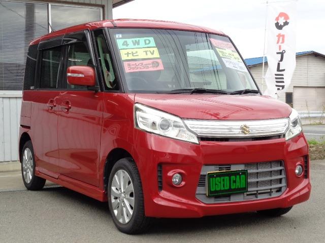 スペーシアカスタム ＸＳ　４ＷＤ　プッシュスタート　エンジンスターター　メモリーナビ　フルセグ　ＣＤ　ＤＶＤ　アイドリングストップ　左パワスラ　オートライト　ＨＩＤ　フォグランプ　電動格納ミラー　ミラーヒーター　シートヒーター（3枚目）