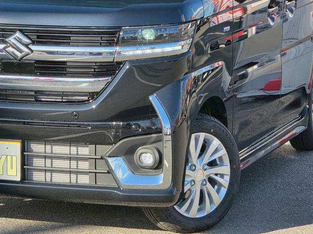 スペーシアカスタム ハイブリッドGS 4WD 届出済未使用車/新品ナビ取付/片側自動スライドドア/衝突軽減/追従クルコン/レーンキープ/コーナーセンサー/LEDライト/フォグ/ヘッドライトレベライザー/シートヒーター/スペアキー有/保証書・取説有(6枚目)