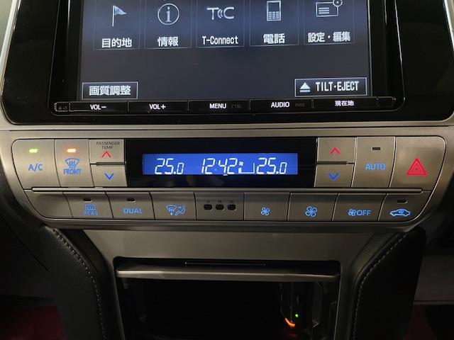 ランドクルーザープラド ＴＸ　Ｌパッケージ　ワンオーナー　黒革シート　純正ナビ　フルセグＴＶ　バックカメラ　前席電動シート　前席エアシート　純正１７インチアルミホイール　ガナドール２本出しマフラー　ウッドコンビステア　ＬＥＤヘッドライト　ＥＴＣ（5枚目）