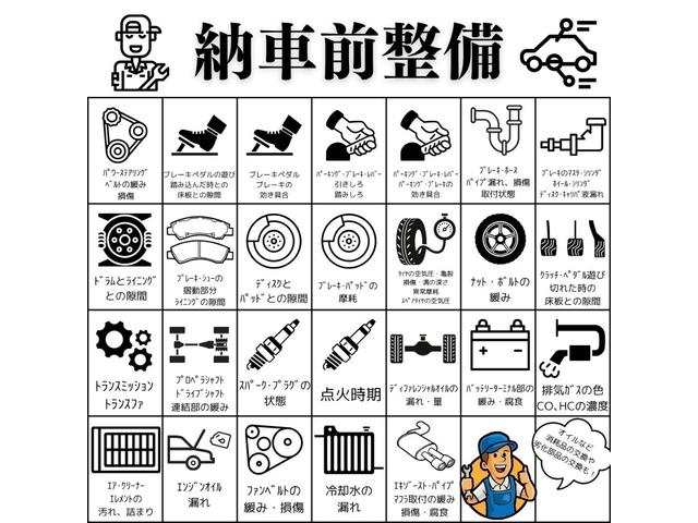 安心の納車前整備を行います！プロの目線で修理箇所をしっかり判断し、劣化した部品などの交換も行います！
