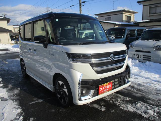 スペーシアカスタム カスタム　ＨＹＢＲＩＤ　ＸＳ　４ＷＤ　衝突被害軽減ブレーキ　オートライト　スライドドア　プッシュスタート　シートヒーター　オートエアコン　スズキセーフティーサポート　衝突被害軽減システム　アイドリングストップ　横滑り防止機能　衝突安全ボディ　盗難防止システム（3枚目）