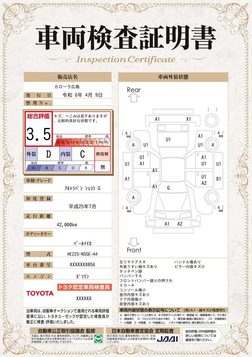 車両状態評価書