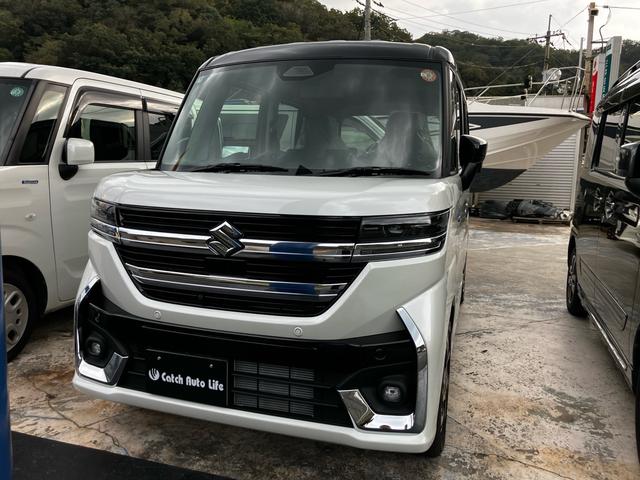 スペーシアカスタム ハイブリッドXSターボ 届出済未使用車 禁煙車 両側電動スライドドア 衝突被害軽減システム レーンアシスト ナビ 全周囲カメラ フルセグTV Bluetooth LEDヘッドライト コーナーセンサー AW15インチ(2枚目)