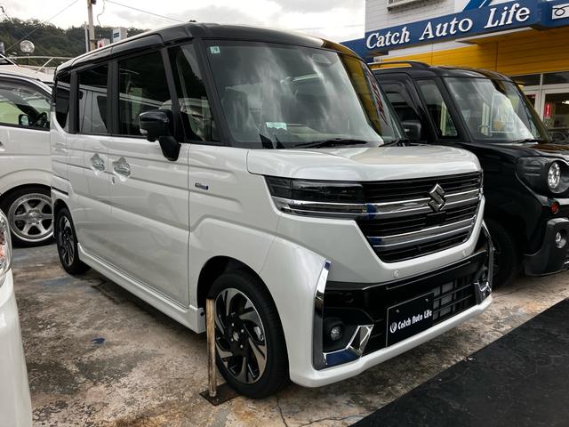 スペーシアカスタム ハイブリッドXSターボ 届出済未使用車 禁煙車 両側電動スライドドア 衝突被害軽減システム レーンアシスト ナビ 全周囲カメラ フルセグTV Bluetooth LEDヘッドライト コーナーセンサー AW15インチ(3枚目)