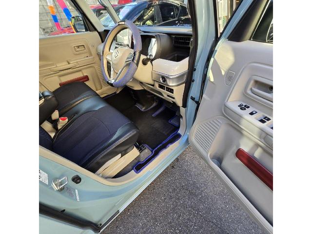 スペーシア ハイブリッドX 4WD MINI純正15インチアルミ ローダウン エンジンスターター クラッチオメッシュシートカバー ガラスフィルム貼り LEDヘッドライト&フォグ FJクラフトフロアマット 8インチナビ ETC(29枚目)