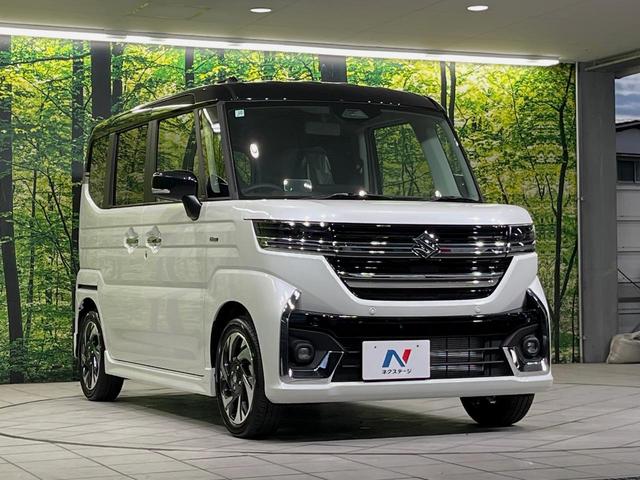 スペーシアカスタム ハイブリッドＸＳターボ　届出済未使用車　衝突軽減装置　レーダークルーズ　両側電動スライドドア　スマートキー　前席シートヒーター　ＬＥＤヘッド　純正１５インチアルミ　革巻きステアリング　電動パーキングブレーキ　オートライト（16枚目）