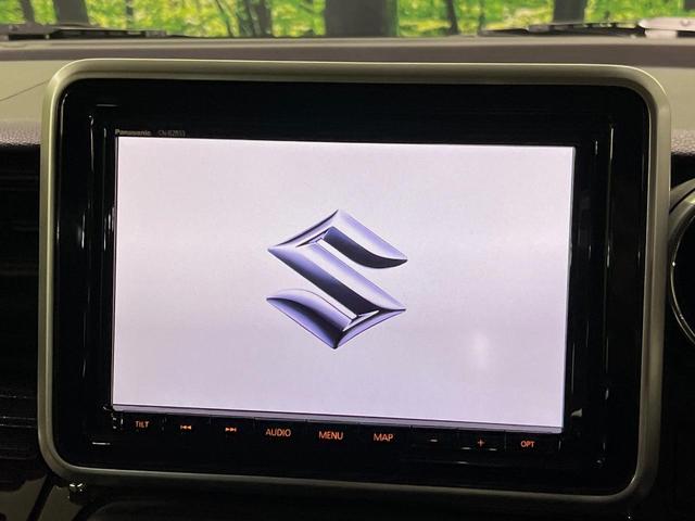 スペーシアカスタム ハイブリッドＸＳターボ　純正８型ナビ　全周囲カメラ　衝突軽減装置　レーダークルーズ　ＥＴＣ　ドラレコ　両側電動スライドドア　ＬＥＤヘッド　革巻きステアリング　純正１５インチアルミ　コーナーセンサー　シートヒーター　禁煙車（3枚目）