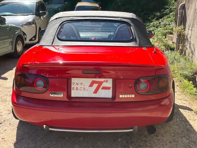 ユーノスロードスター Sスペシャル ハイカム タコ足 ロールバー 左右マツダスピードバケットシート A/C134ガス タイヤネオパー クラッチO/H/ セル×(5枚目)