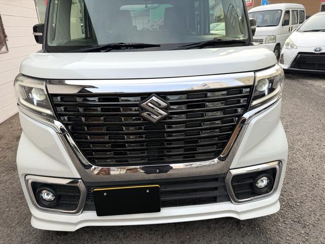 スペーシアカスタム ハイブリッドXS 8インチBluetoothナビ フルセグTV 車高調 社外ホイール 両側パワースライドドアナビ HID ETC、シートヒーター スマートキー 前後ドライブレコーダー デュアルセンサーブレーキサポート(6枚目)