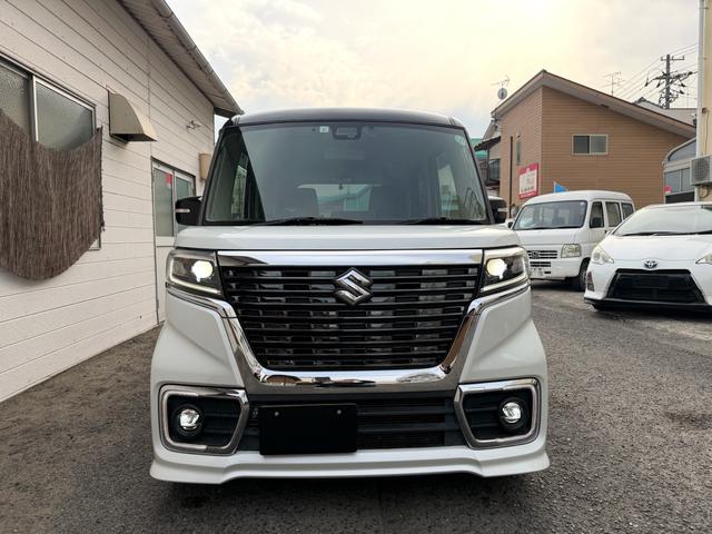 スペーシアカスタム ハイブリッドXS 8インチBluetoothナビ フルセグTV 車高調 社外ホイール 両側パワースライドドアナビ HID ETC、シートヒーター スマートキー 前後ドライブレコーダー デュアルセンサーブレーキサポート(8枚目)