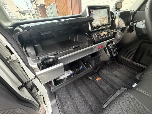 スペーシアカスタム ハイブリッドXS 8インチBluetoothナビ フルセグTV 車高調 社外ホイール 両側パワースライドドアナビ HID ETC、シートヒーター スマートキー 前後ドライブレコーダー デュアルセンサーブレーキサポート(44枚目)