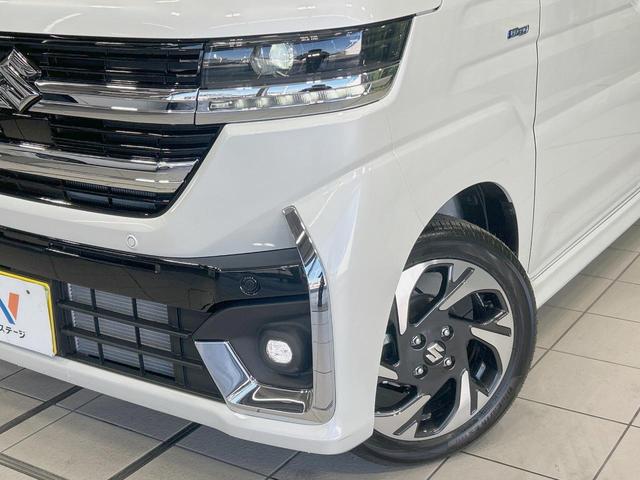 スペーシアカスタム ハイブリッドXS 届出済未使用車 両側電動ドア セーフティーサポート ハーフレザーシート コーナーセンサー スマートキー LEDヘッド 純正15インチアルミ 車線逸脱警報 オートライト オートエアコン LEDフォグ(12枚目)