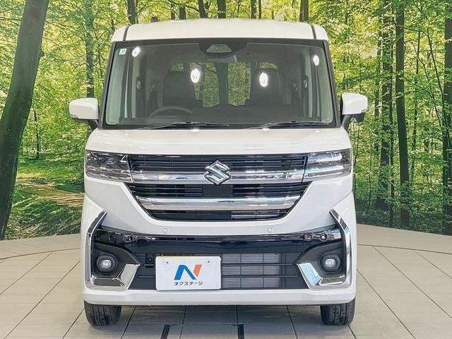 スペーシアカスタム ハイブリッドXS 届出済未使用車 両側電動ドア セーフティーサポート ハーフレザーシート コーナーセンサー スマートキー LEDヘッド 純正15インチアルミ 車線逸脱警報 オートライト オートエアコン LEDフォグ(14枚目)