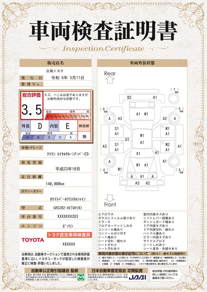 車両状態評価書