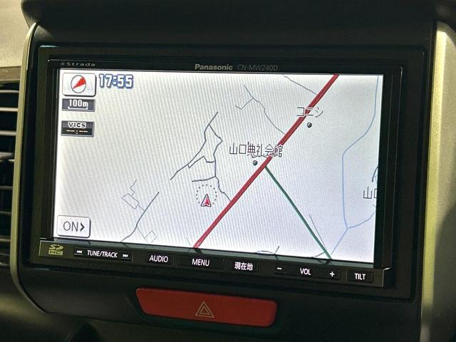 Ｎ－ＢＯＸカスタム Ｇ・ターボパッケージ　ナビ　バックカメラ　両側パワスラ　クルーズコントロール　ＨＩＤヘッドライト　スマートキー　ＥＴＣ　純正１５インチＡＷ　オートエアコン　ＣＤ／ＤＶＤ再生　革巻きステアリング　禁煙車　ワンオーナー（3枚目）