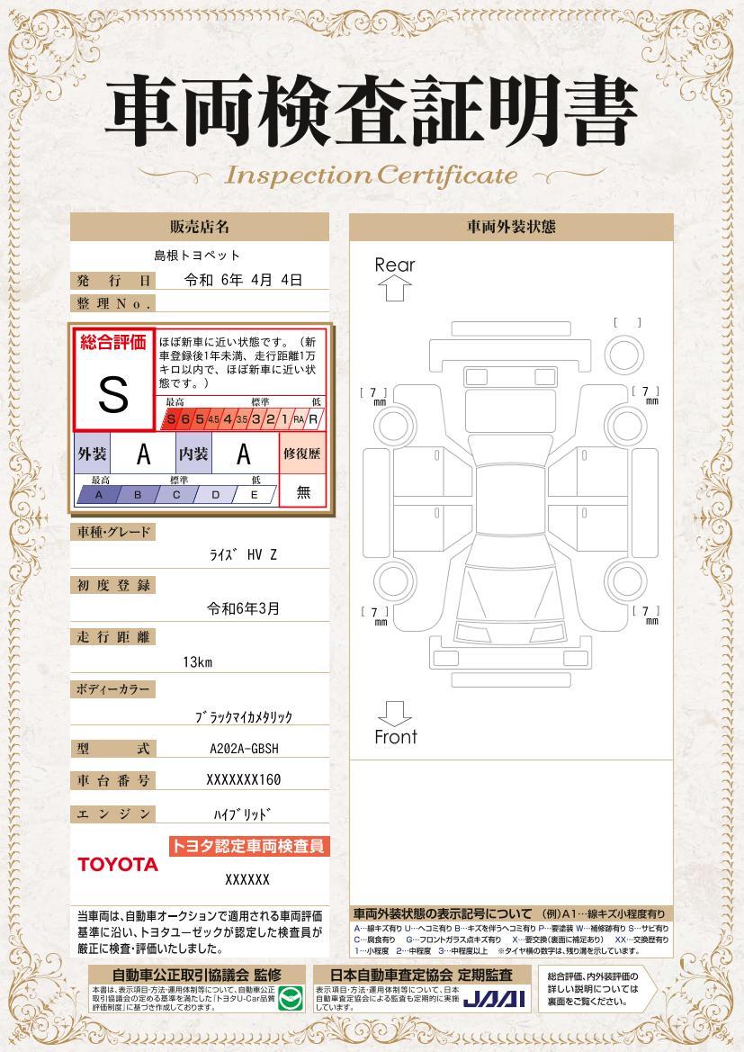 車両状態評価書