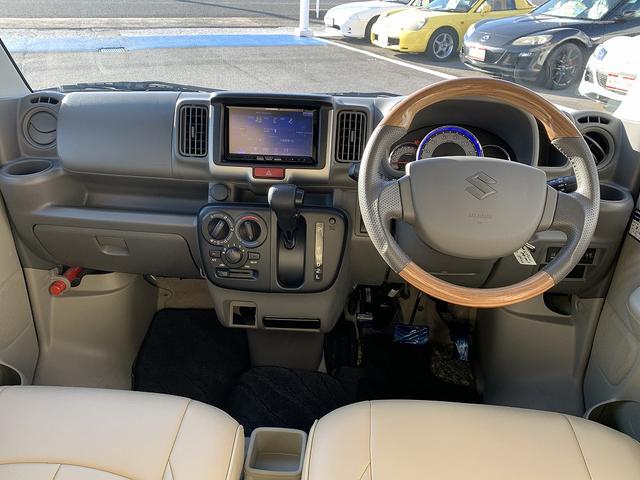 エブリイ ジョインターボ　☆４ＷＤ☆ハイルーフ☆リフトアップ☆ナビ☆　４ＷＤ☆リフトアップ☆ハイルーフ☆ＩＣターボ☆衝突軽減ブレーキ☆プラスラインＦＲショートバンパー☆革調シートカバー☆オールテレーンタイヤ☆１５ＡＷ☆Ｂｌｕｅｔｏｏｔｈ☆ウッドコンビハンドル☆試乗ＯＫ（3枚目）