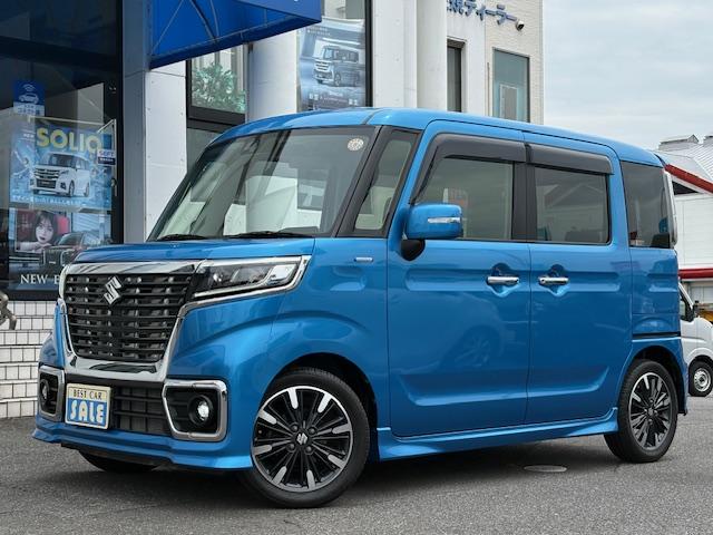 スペーシアカスタム ハイブリッドＸＳターボ　ワンオーナー車　ＣＤチューナー　両側パワースライドドア　シートヒーター　ＬＥＤへットライト　スマートキー　アイドリングストップ　オートエアコン　クリアランスソナー（3枚目）