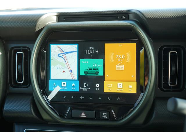 ハスラー タフワイルドターボ　届出済未使用車　ターボ　２トーンカラー　９インチメモリーナビＴＶ　ＤＶＤプレーヤー　全方位モニター　衝突軽減　誤発進抑制　パーキングセンサー　ＬＥＤヘッドライト　シートヒーター　ブラックルーフレール（4枚目）