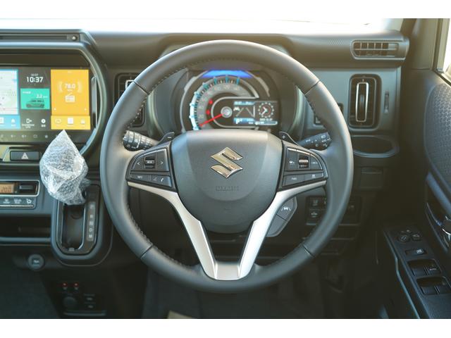 ハスラー タフワイルドターボ　届出済未使用車　ターボ　２トーンカラー　９インチメモリーナビＴＶ　ＤＶＤプレーヤー　全方位モニター　衝突軽減　誤発進抑制　パーキングセンサー　ＬＥＤヘッドライト　シートヒーター　ブラックルーフレール（21枚目）