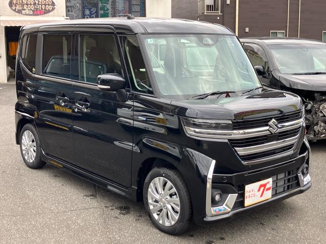 スペーシアカスタム ハイブリッドGS 届出済未使用車 衝突被害軽減システム 前後ドライブレコーダー クリアランスソナー 両側(左側電動)スライドドア ETC オートクルーズコントロール シートヒーター スマートキー プッシュスタート(3枚目)