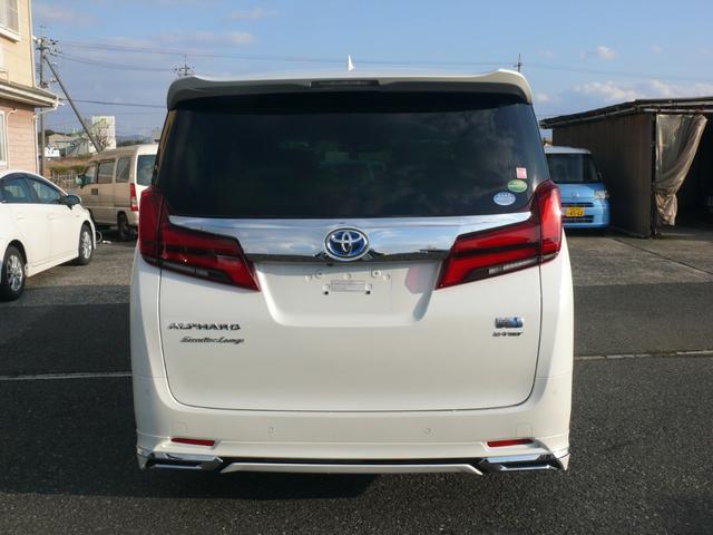 アルファードハイブリッド エグゼクティブラウンジ キーフリー プッシュスタート トヨタセーフティセンス 本革ベージュシート 全方位カメラ 純正ナビTV 後席天井モニター デジタルインナーミラー ドラレコ ETC モデリスタエアロ 両側パワスラ(6枚目)