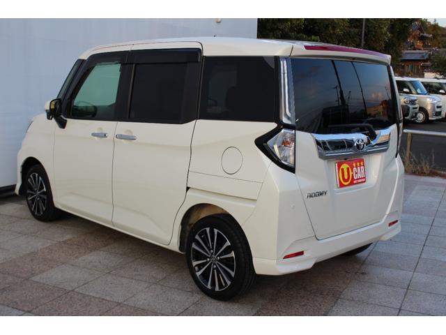 ルーミー カスタムＧ－Ｔ　禁煙車　９インチディスプレイオーディオ　パノラマカメラ　フルセグＴＶ　Ｂｌｕｅｔｏｏｔｈ　両側自動ドア　電動パーキングブレーキ　ＬＥＤヘッドライト＆フォグランプ　ＥＴＣ車載器　革巻きステアリング（8枚目）