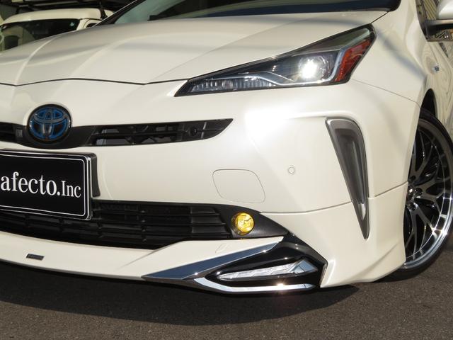 プリウス Sツーリングセレクション 純正9型SDナビ フルセグTV DVDビデオ CD録音 Bluetooth パノラミックビューモニター 合成皮革シート モデリスタアイコニックエアロ 外19インチアルミ セーフティセンス ドラレコ(9枚目)