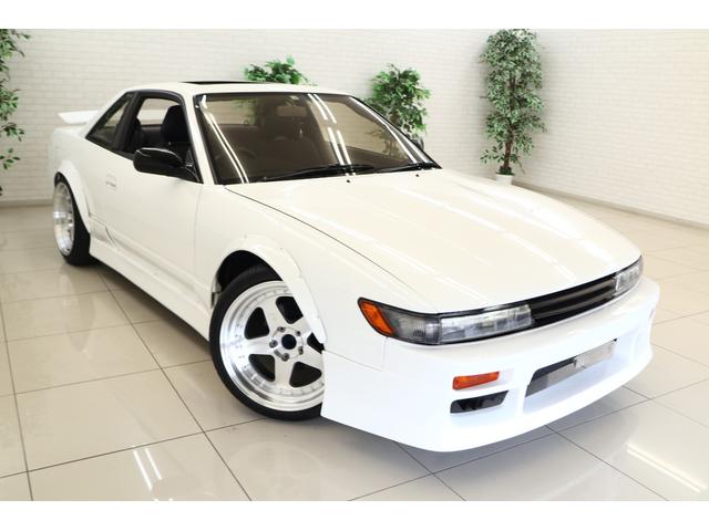 シルビア サンルーフ AT→MT要公認 ターボE/G載せ替え角目ライト 前置きインタークーラー サードエアクリ オーバーフェンダー 18インチアルミ 車高調 社外マフラー(2枚目)