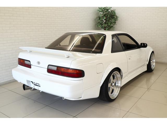 シルビア サンルーフ AT→MT要公認 ターボE/G載せ替え角目ライト 前置きインタークーラー サードエアクリ オーバーフェンダー 18インチアルミ 車高調 社外マフラー(3枚目)