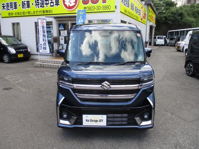 スペーシアカスタム ハイブリッドXS 届出済未使用車 衝突被害軽減システム 両側電動スライドドア レーダークルーズ ハーフレザーシート 電動パーキング スマートキー LEDヘッド オートハイビーム オートライト 内外装クリーニング(2枚目)