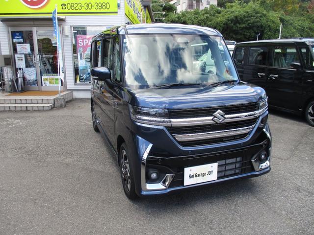 スペーシアカスタム ハイブリッドXS 届出済未使用車 衝突被害軽減システム 両側電動スライドドア レーダークルーズ ハーフレザーシート 電動パーキング スマートキー LEDヘッド オートハイビーム オートライト 内外装クリーニング(6枚目)