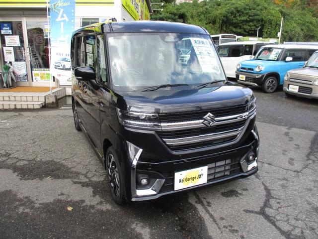 スペーシアカスタム ハイブリッドXS 届出済未使用車 衝突被害軽減システム 両側電動スライドドア レーダークルーズ ハーフレザーシート 電動パーキング スマートキー LEDヘッド オートハイビーム オートライト 内外装クリーニング(6枚目)