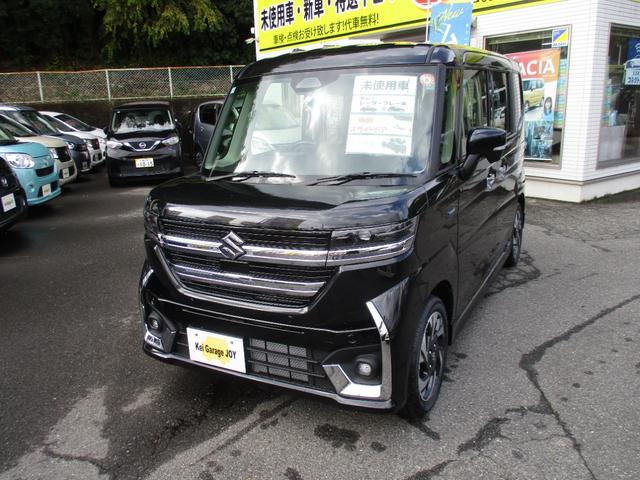 スペーシアカスタム ハイブリッドXS 届出済未使用車 衝突被害軽減システム 両側電動スライドドア レーダークルーズ ハーフレザーシート 電動パーキング スマートキー LEDヘッド オートハイビーム オートライト 内外装クリーニング(7枚目)