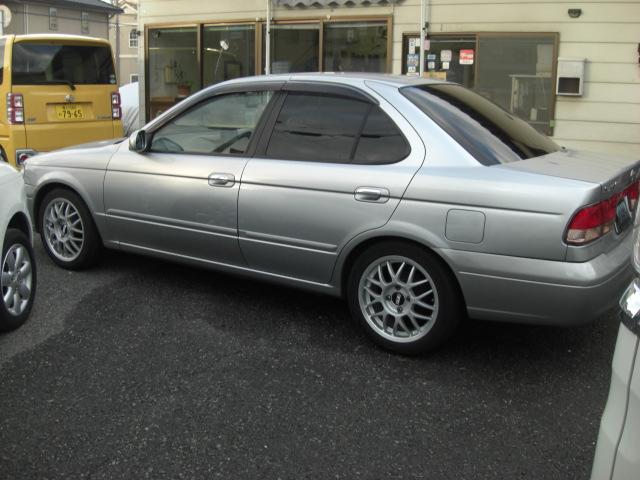 サニー EXサルーン RSRダウンサス カヤバショック 外マフラー ETC ナビ TV リア3面フィルム 純正あり BBSホイル(5枚目)